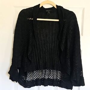 Lafayette 148 Hand Crocheted Black Shrug Sweater Size 1X. EUC